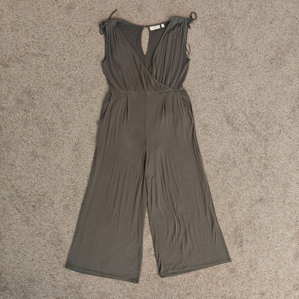 Anthropologie Moulinette Soeurs Olive Green Wide Leg Jumpsuit M  Stretch - Picture 2 of 13